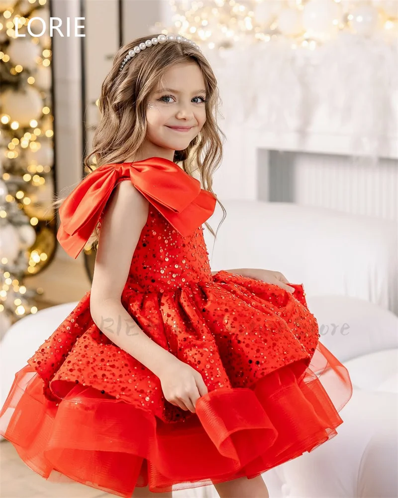 LORIE A-line Glittle Red Cute Girl Dress One Shoulder Bow Baby Girl Dresses New Christmas Birthday Present Customized 2025 Gift