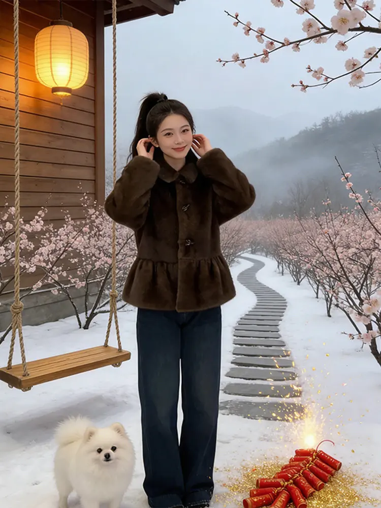 

Ретро-куртка в гонконгском стиле для женщин: свободный крой, мягкий плюш, осенне-зимний повседневный топ, теплый, утолщенный, на пуговицах, из чистого хлопка.