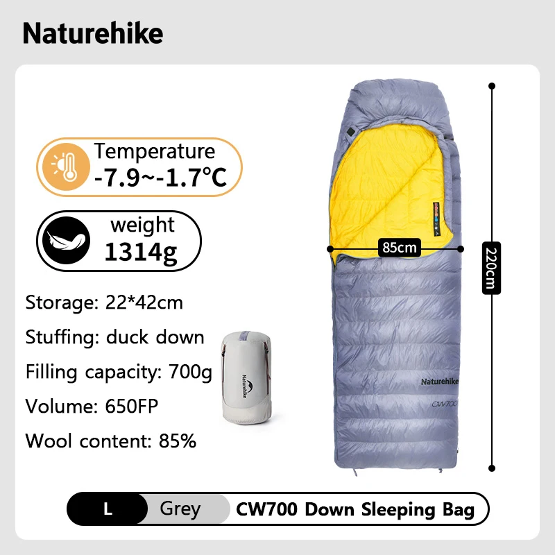 Naturehike Duck Down Sleeping Bag CW400 CW700 Adult Outdoor Camping Hiking Travel Winter Thickened Cold Lightweight Sleeping Bag image 3