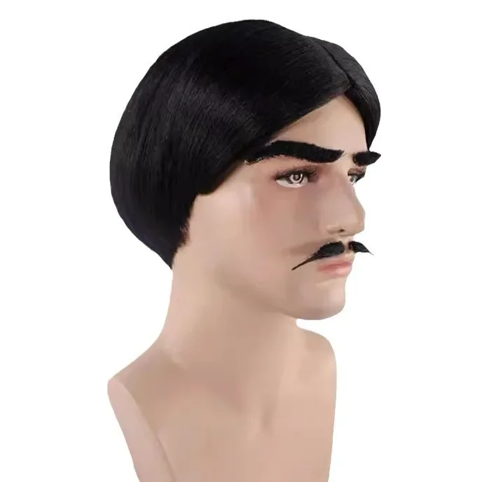 Gomez Addams Play The Role Головные уборы Campus Stage Perform Ролевая одежда Опора Аниме Роль Семья Аддамс Мужской свинцовый нарядный парик