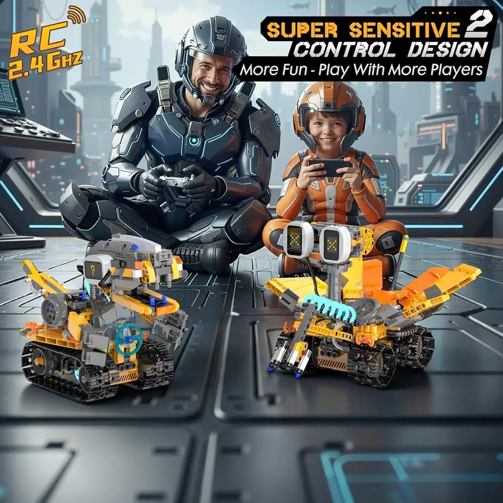 Zestaw robota STEM dla dzieci w wieku 6-12 lat, 899-elementowy zestaw do budowy czołgu dinozaura z aplikacją i pilotem, idealny prezent naukowy dla chłopców i dziewcząt