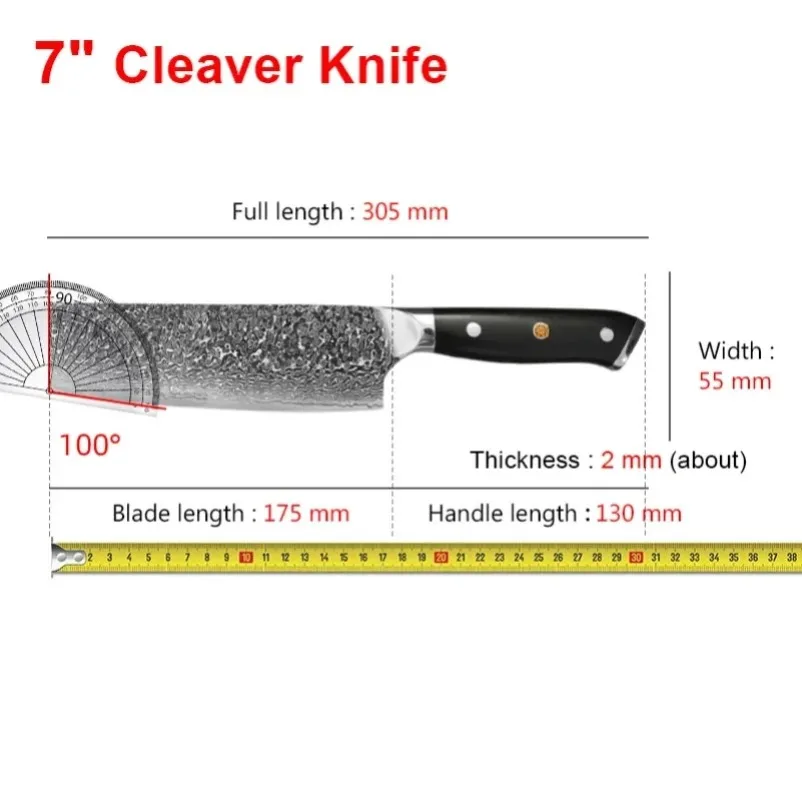 Damascus Steel Slicer Meat Vegetable Fruit Utility Professional Kitchen Knives Sharp Chef Cooking Knive G10 Handle Cleaver Tools