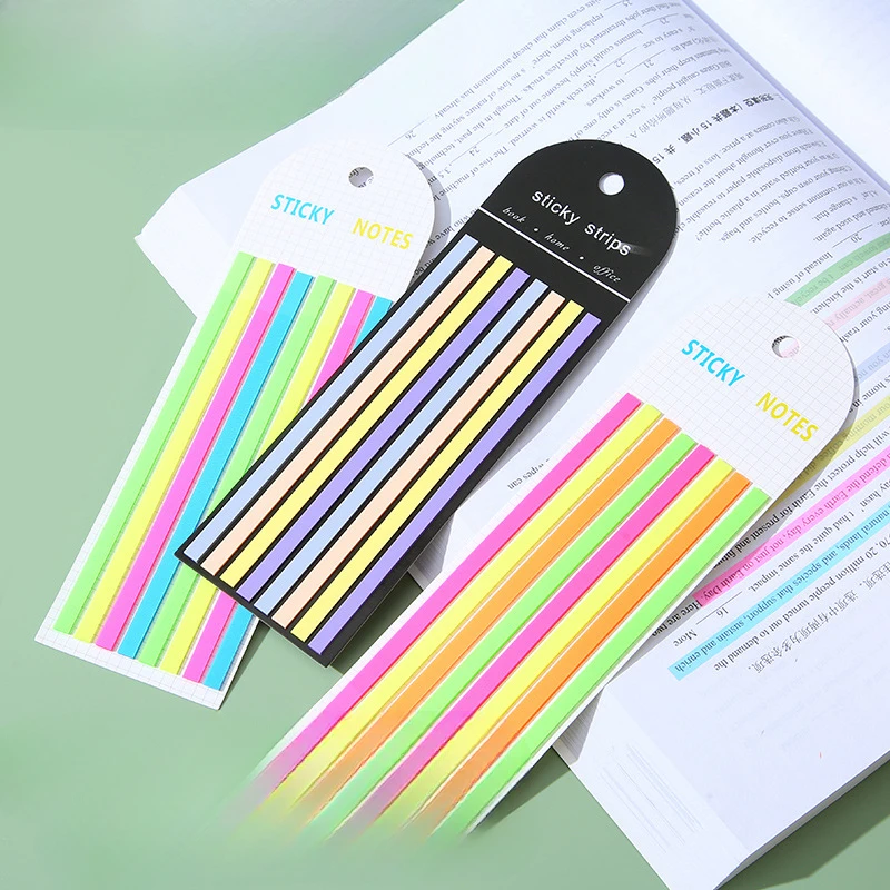 160 pcs Transparent Highlighter Tape Removable Sticky Tabs Morandi Neon Clear Sticky Notes Aesthetic Office School Supplies