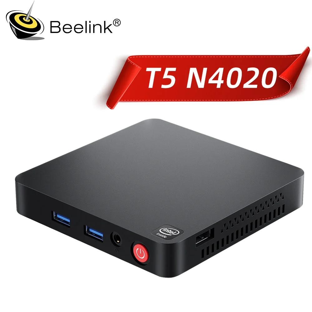 Beelink-Mini PC T5 con Intel Celeron N4020, 4GB, DDR4, 64GB, eMMC, compatible con HDMI Dual, WiFi Dual, BT4.0, PK, T4 Pro, N3350, AK3V, T8 Pro, 2024