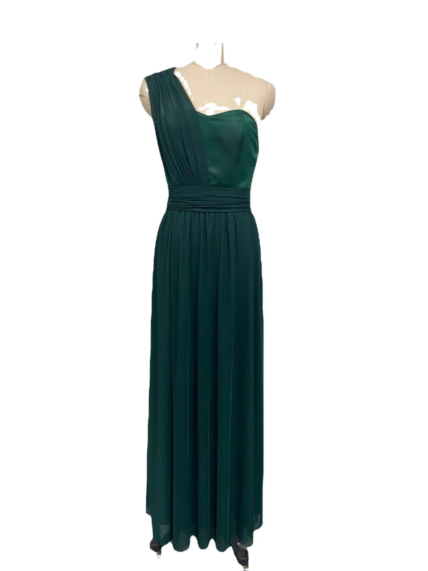 Elegant Commuter Long Dress 2026 Women's Fashion Pure Color Ins Style Cross-Border Quality Clothing Spring Season Polyester F...