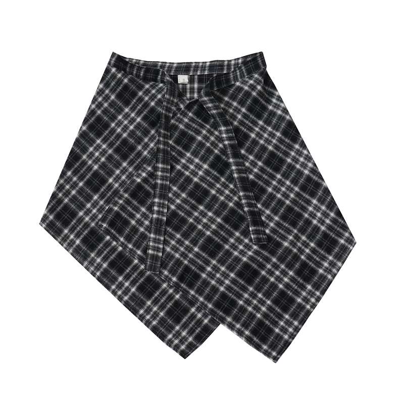 Koszula w stylu Y2K American Retro, krata, styl high street, falbana, warstwowa, nieregularna spódnica, moda curtain.