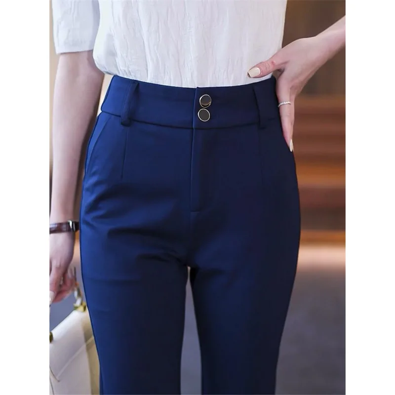 

High Waist Slim Office Flare Pants New Women Spring Summer Ol Suit Pantalones Elegant Straigh Spodnie Formal Big Size 4xlTrouser