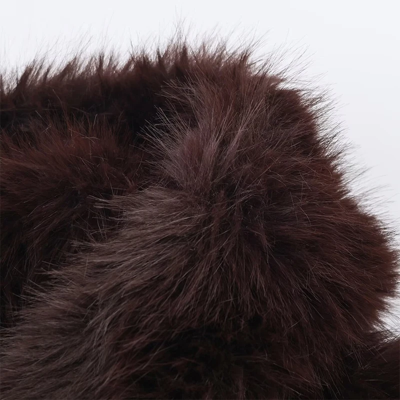 Elegant PU Fur Patchwork Jacket Women Loose Detachable Collar Lapel Double Breasted Jackets Female Fashion Winter Warm Outwear