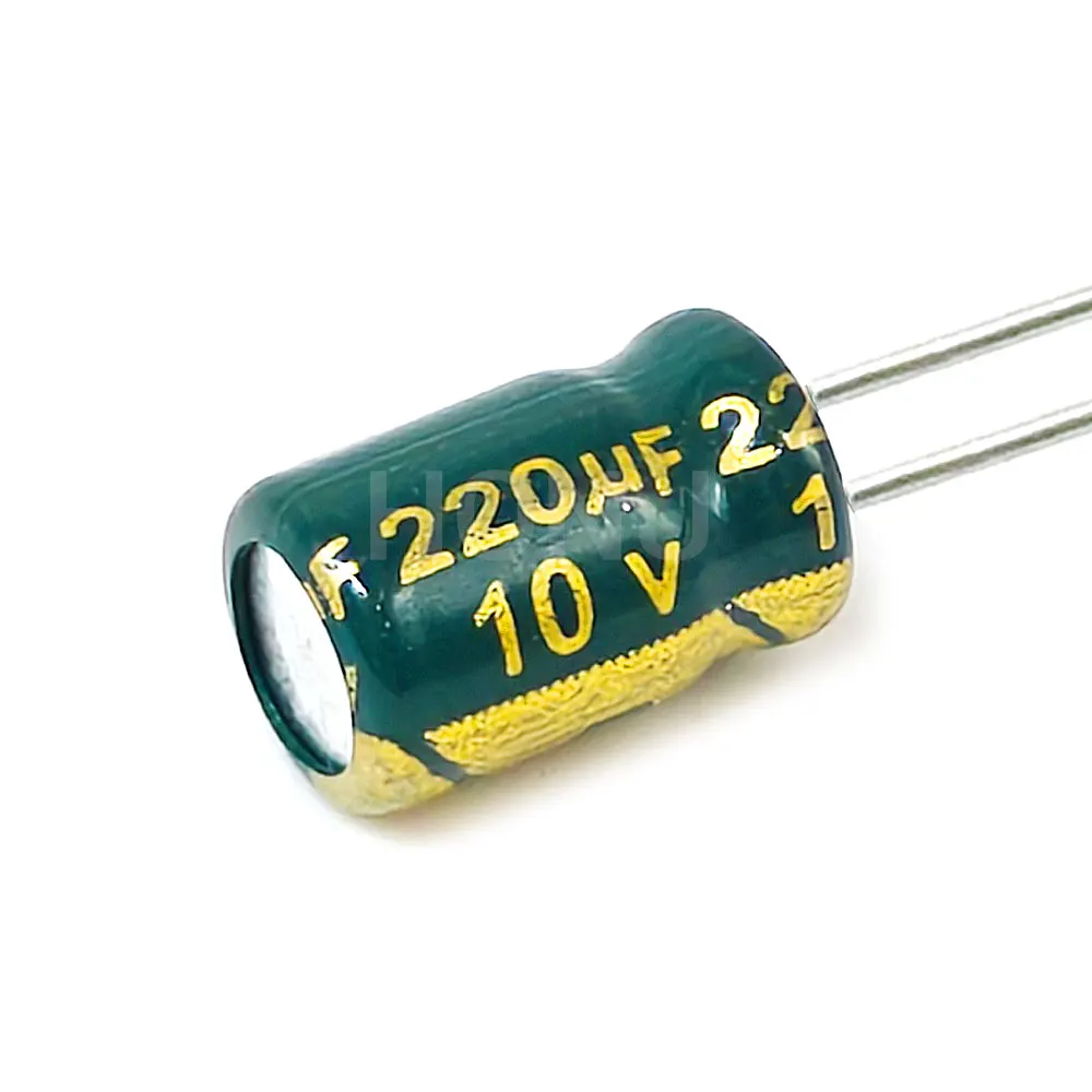 50PCS 10V220uf 5x7mm Aluminum Electrolytic Capacitor 220uf10v 220uf 10wv 220mf 10vdc 220MFD 10v220mf 220mf10v ±20%