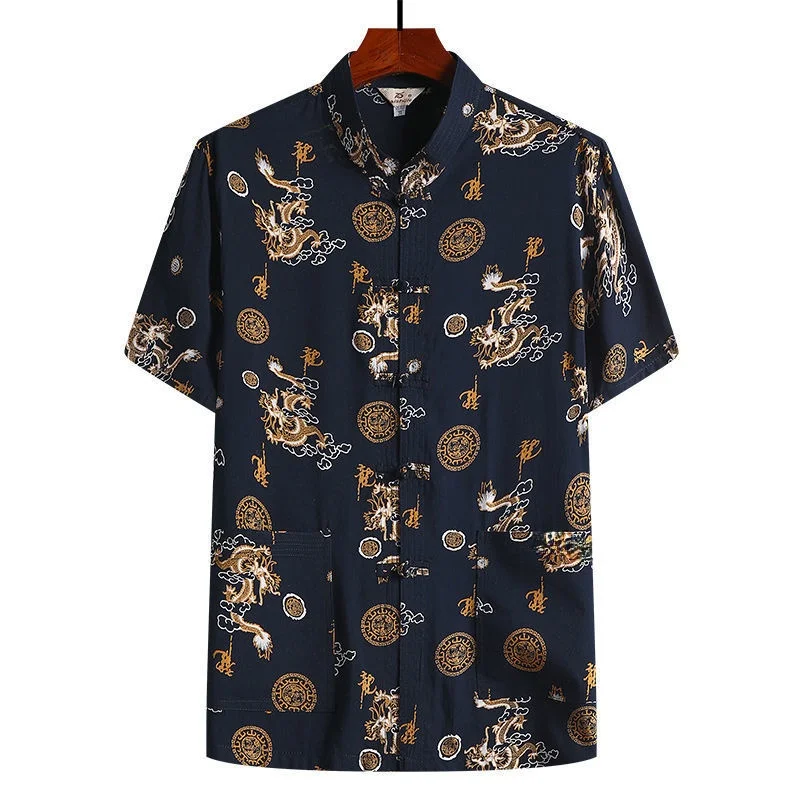 

Casual Lightweight ort Sve Men's irt for Middle-Aged And ly Cotton f Sve Loose Fit Summer Clothing