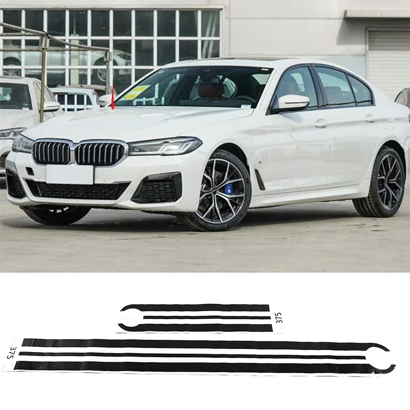 

For 2018-2023 BMW 5 Series PVC Black Car Front Engine Cover Rear Trunk Decorative Strip Sticker Car Exterior Accessories 2Pcs