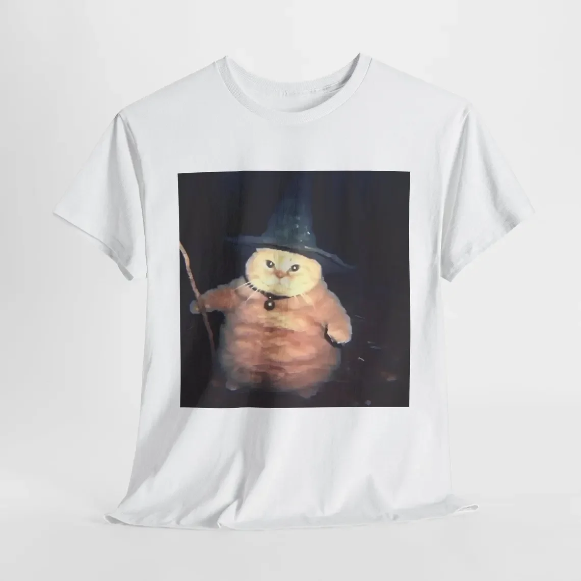 Witch Cat Short Sleeved Fun Cat Meme Women's Plus Size Short Sleeved Black and White Simple Versatile Top Comfortable Home Wear