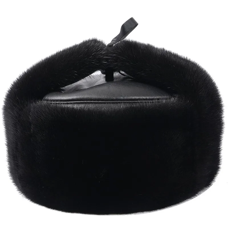 

Fur hat for men ear-protecting warm thickened whole leather