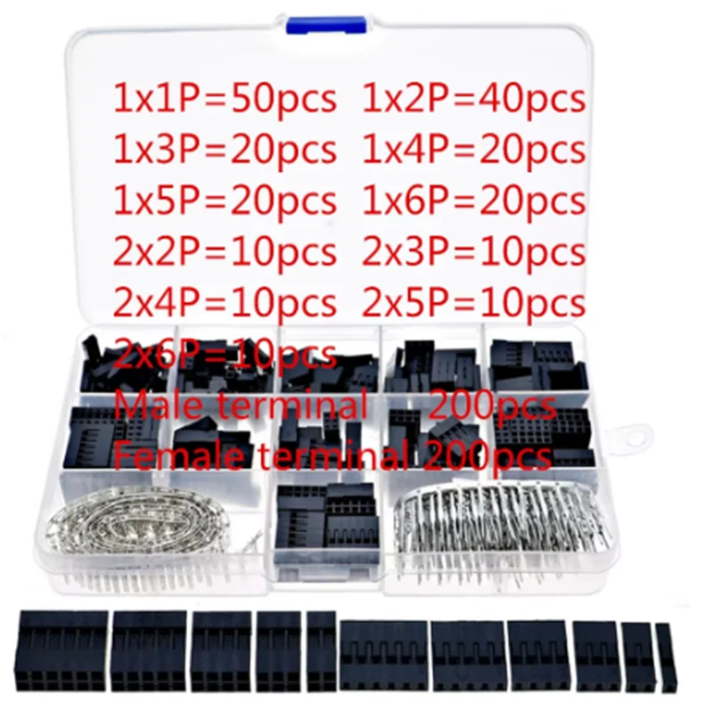 

620pcs Dupont Connector 2.54mm, Dupont Cable Jumper Wire Pin Header Housing Kit, Male Crimp Pins+Female Pin Terminal Connector