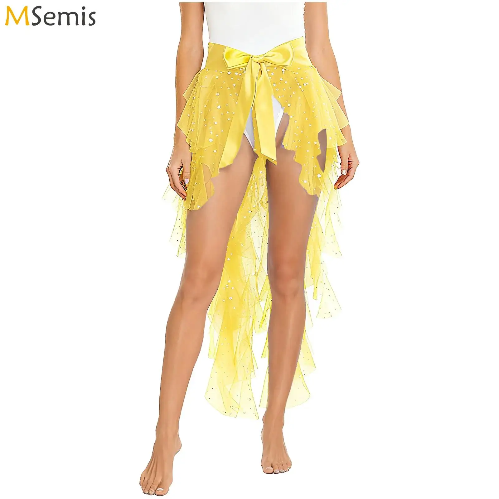 

Женский индийский танец живота с блестками, хип-шарф с оборками, тюль, многоуровневый атласный пояс с разрезом по подолу, поясная юбка, костюм для латинского танго