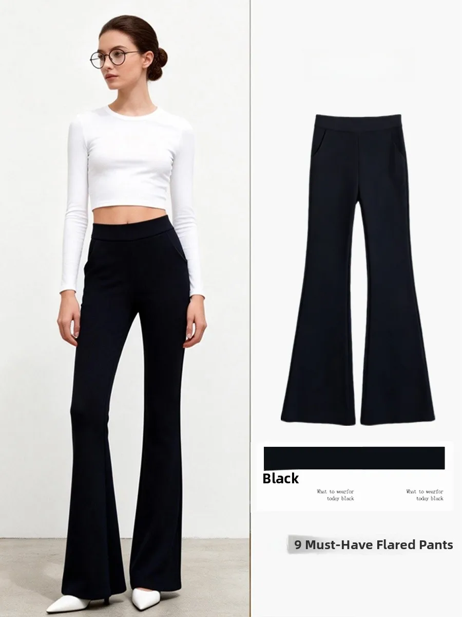 

Женские повседневные брюки с высокой талией, облегающие, весна-осень, новинка, свободные, тонкие, расклешенные, маленький размер