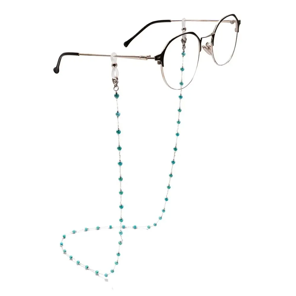 Turquoise Beads Glasses Chain Anti-Lost Beaded Eyeglass Holder Necklace Neck Strap Hanging Neck Eyeglass Lanyard