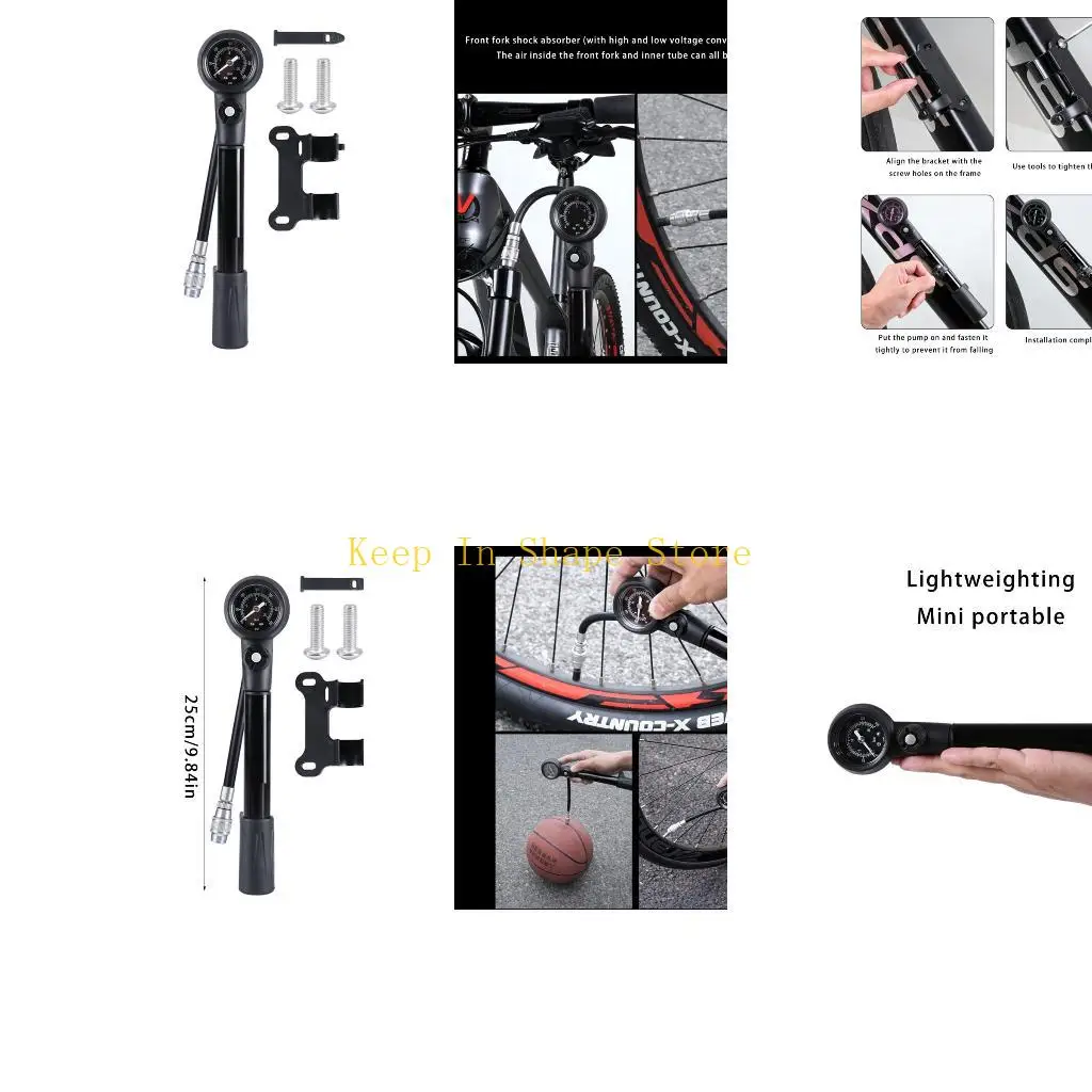 

U1JC High Pressures Bicycles Pumps Portables Bike Tire Inflator Bicycles Floor Pumps for Sport Gear Inflatable Toy
