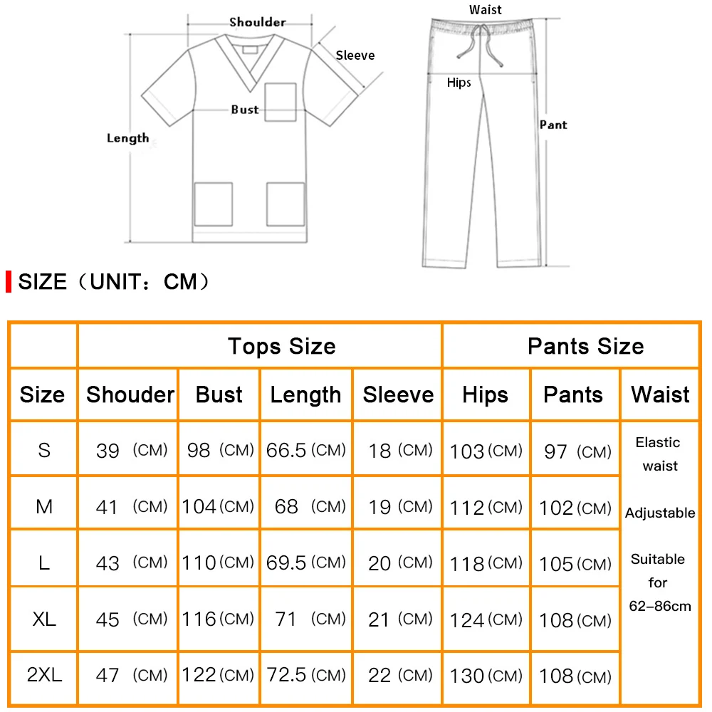 Camisola de trabalho de enfermagem de manga curta feminina, calça uniforme, sólida, respirável, macia, zíper, decote em v, bolso, atacado, 7 cores