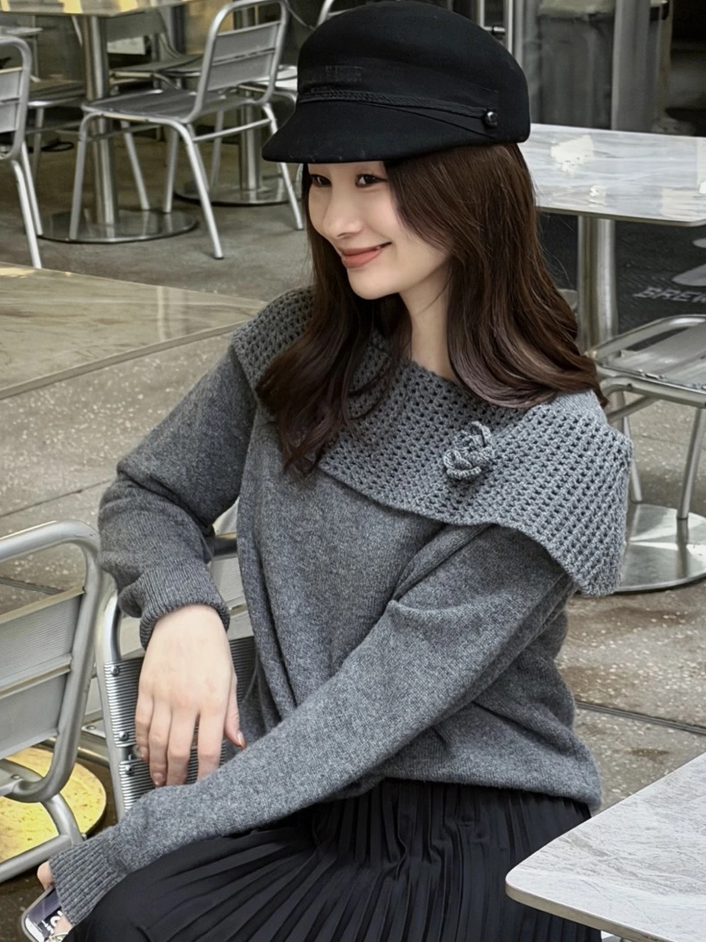 

Зимний удобный длинный вязаный свитер Sve, женский однотонный корейский модный верх, пальто из пряжи, роскошный светильник...