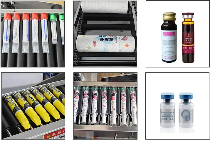 Automatic Horizontal Tube Adhesive Label Applicator  Collection Tube Labeling Sticker Machine