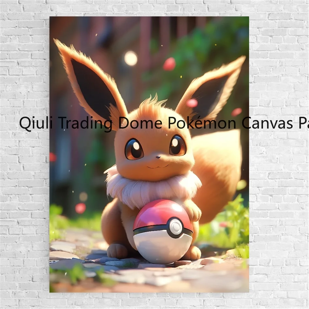 Anime peryferyjne Pokemon Eevee plakat do dekoracji artystyczna akwarela na ścianę obraz na płótnie nowoczesny wystrój pokoju wysokiej jakości obraz prezenty