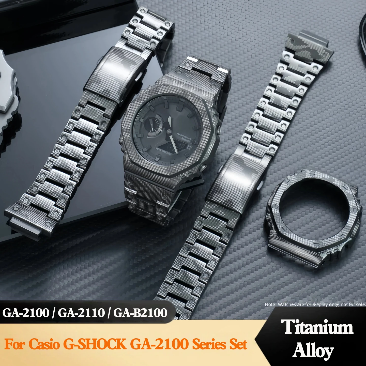 

Комплект из титанового сплава GA2100 для Casio G-SHOCK GA2100 GA2110 GA-B2100, модифицированный металлический корпус с камуфляжным рисунком, комплект из нержавеющей стали, черный камуфляж