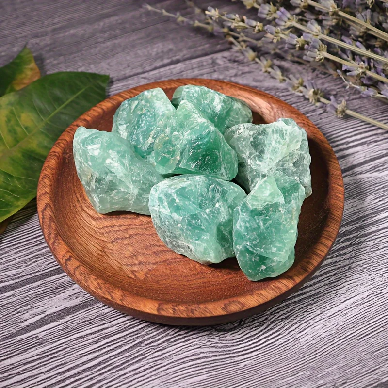 Raw Green Fluorite Stone, Natural Rough Crystals, Reiki Healing Root Chakra Crystal, Grounding Stone, Spiritual Protection Gift view 6
