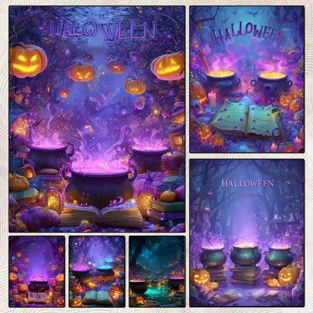 Halloween Arcane Incantations Painting Calligraphy Stylish Wall Art Poster, Bedroom Living Room Home Decor Gift