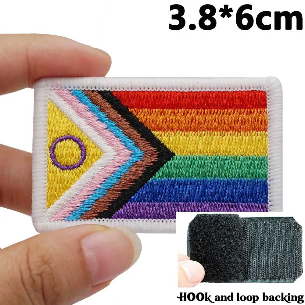 rainbow LGBT flag  Badge Embroidered Applique Sewing Label punk biker Patches with hook backing