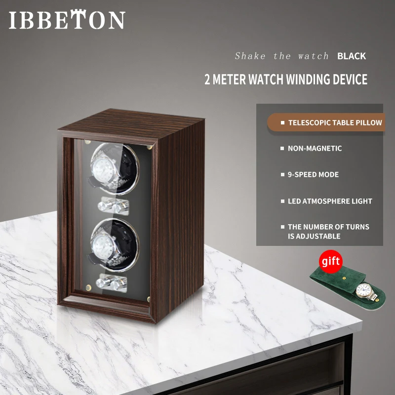 IBBETON Luxe Houten Watch Winder High-End 2 4 6 Slots Automatische Horloges Doos Met Mabuchi Mute Motor Horloge kast Klok Opslag