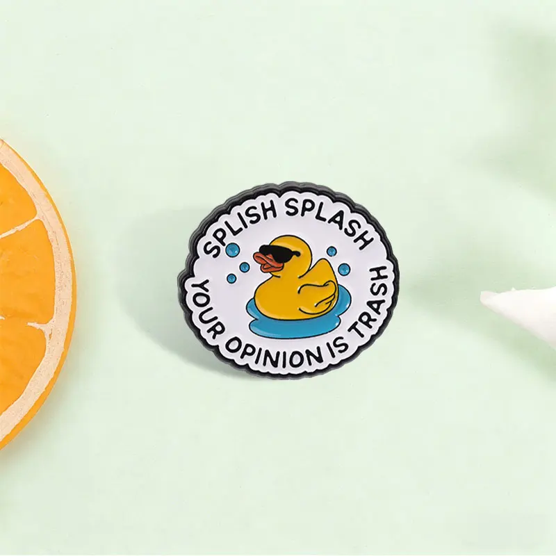 

Sunglasses Duck Quote Enamel Pin Pop Culture Brooch Bold Text Design Lapel Badge Statement Clothing Accessories For Parties