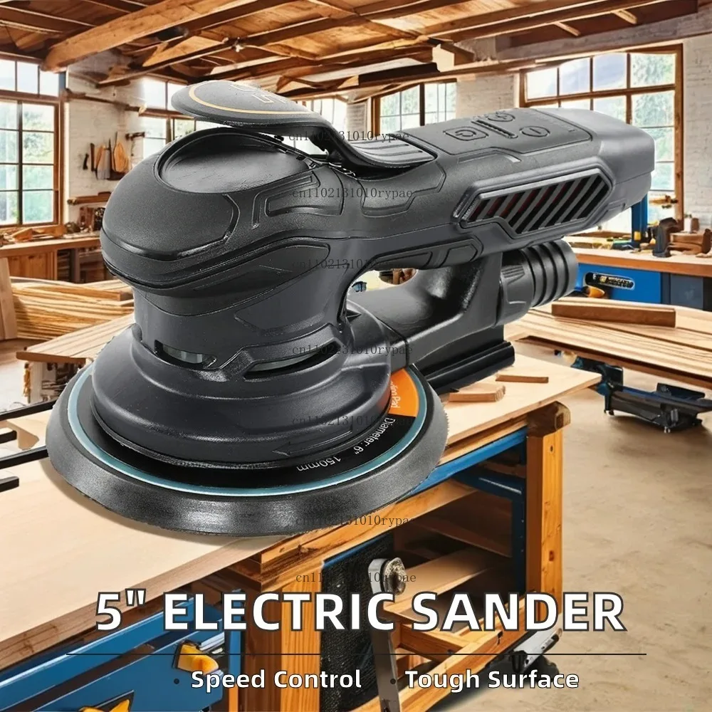 220V 5-Inch Variable Speed Electric Sander Orbital Machine for DIY Wood & Metal Sanding Industrial Power Source Wall Application