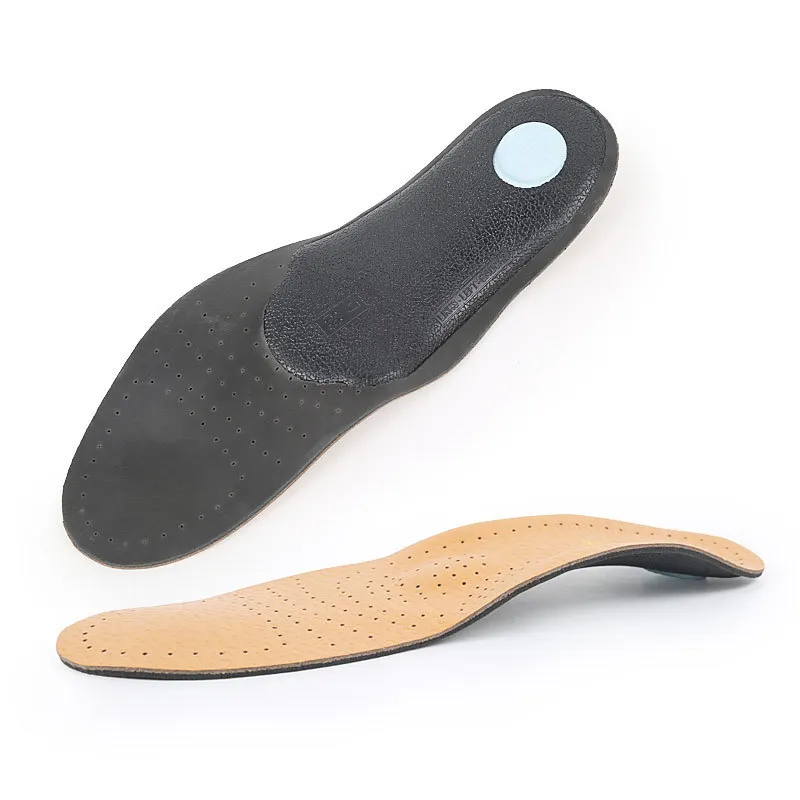 Leather Foot Arch Correction Insoles for Men and Women Breathable Sweat Absorption Sports Shock Absorption Comfortable Insoles