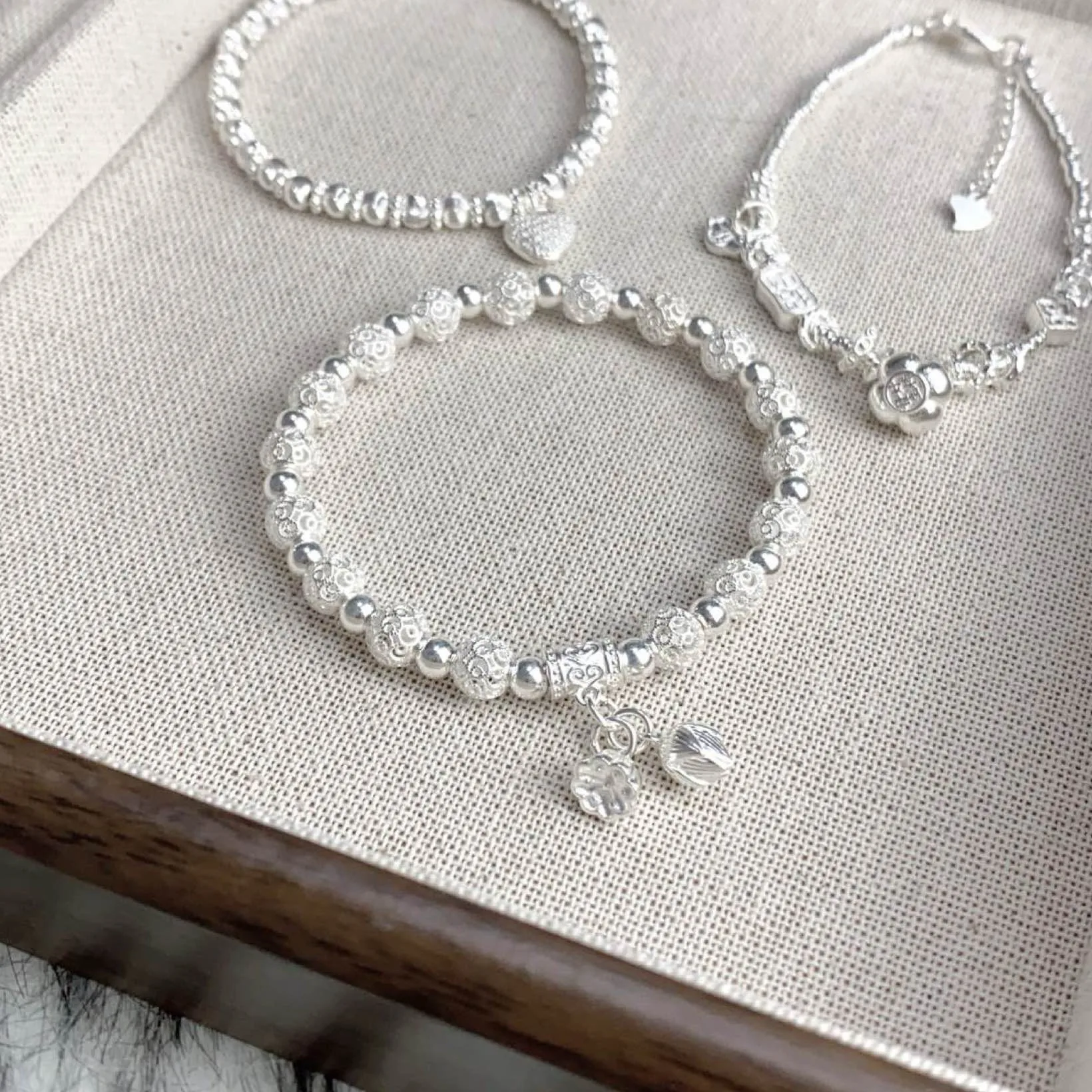 Chinese Style S999 Pure Silver Beaded Bracelet For Women Lucky Lotus Pendant Good Luck Fortune Blessing Handmade Niche Design