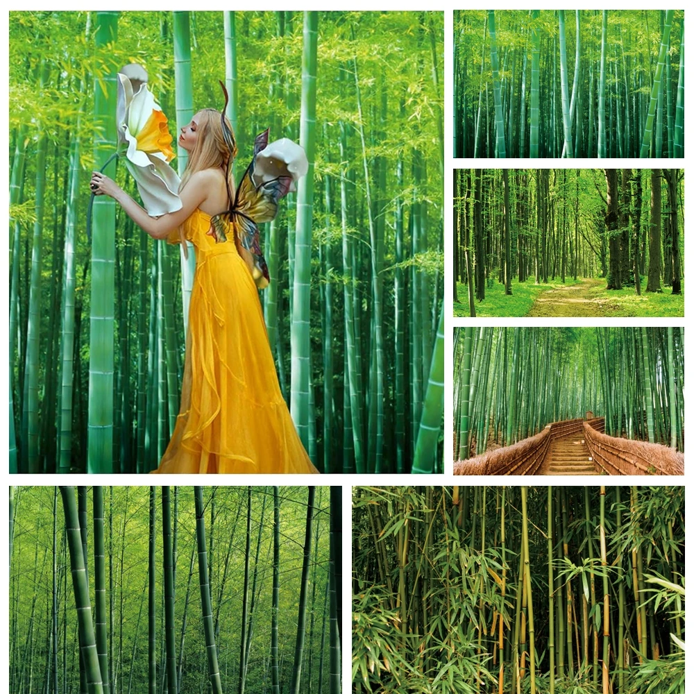 

Spring Bamboo Forest Photography Backdrop Green Natural Scene Baby Shower Birthday Wedding Party Decor Photo Background Studio