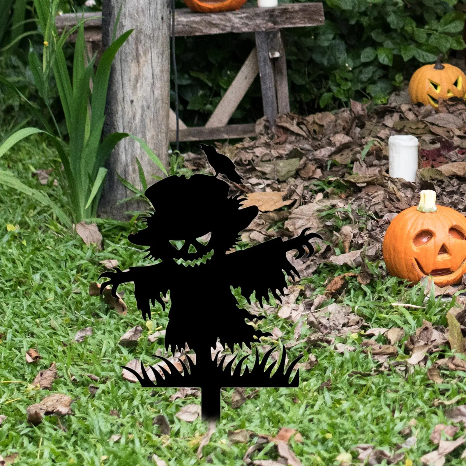 Scarecrow Ghost Garden Stake Decorative Iron Yard Ornament for Halloween House Decoration Outside