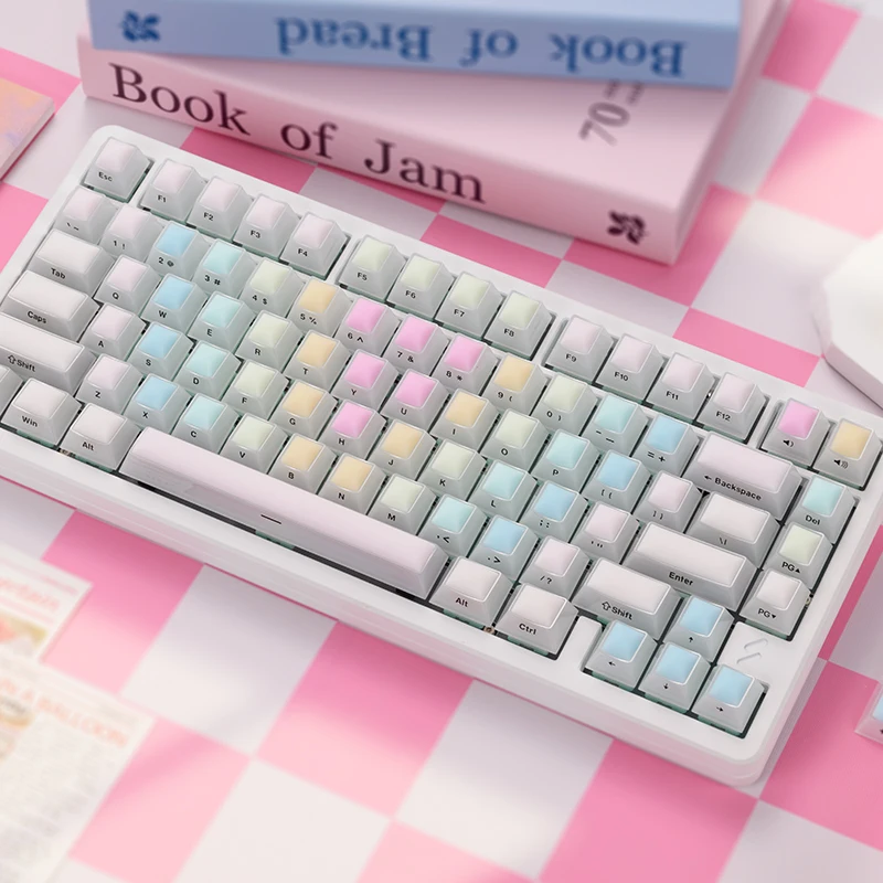 Rainbow Jelly Keycaps Soft Silicone Gel Keycaps 126 Keys Double Shot Keyboard Keycaps For MX Mechanical Keyboard Alice Layout