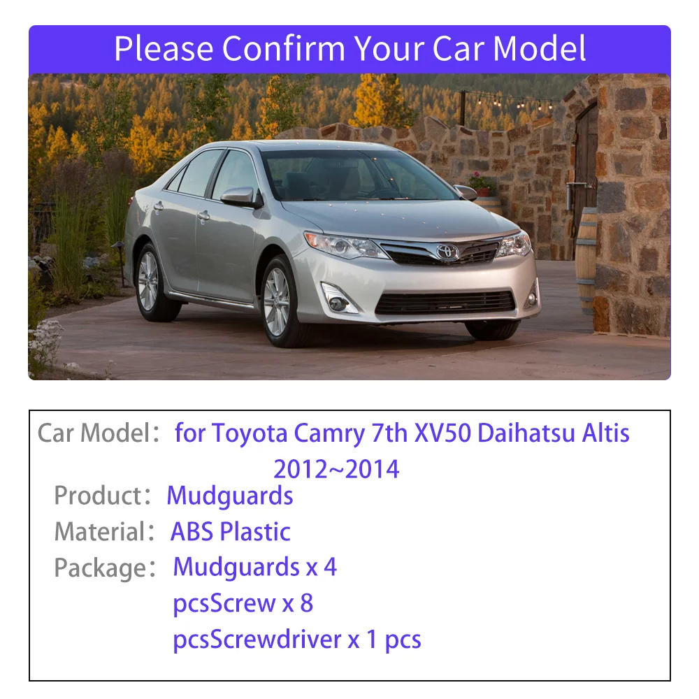 for Toyota Camry 7th XV50 Daihatsu Altis 2012~2014 Mudguards Fender Flares Mud Flap Splash Guard Cover Spoiler Car Accessories