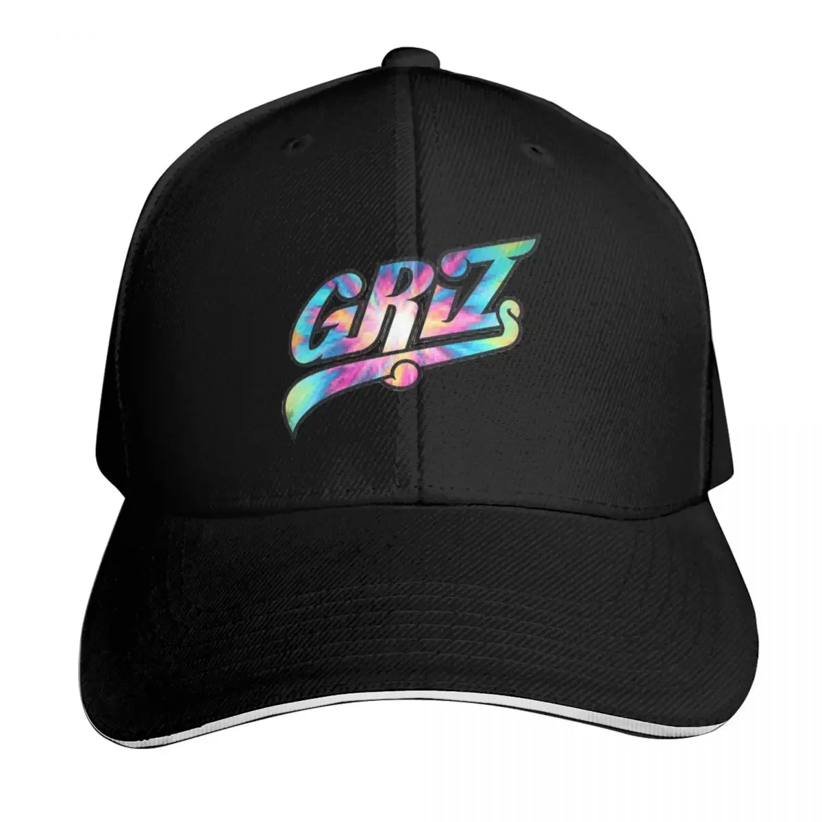 GRiZ Logo- Rainbow Pixel Tie-Dye Print Baseball Cap Quick Dry Performance Cotton Twill Breathable Contrast Two Tone Brim