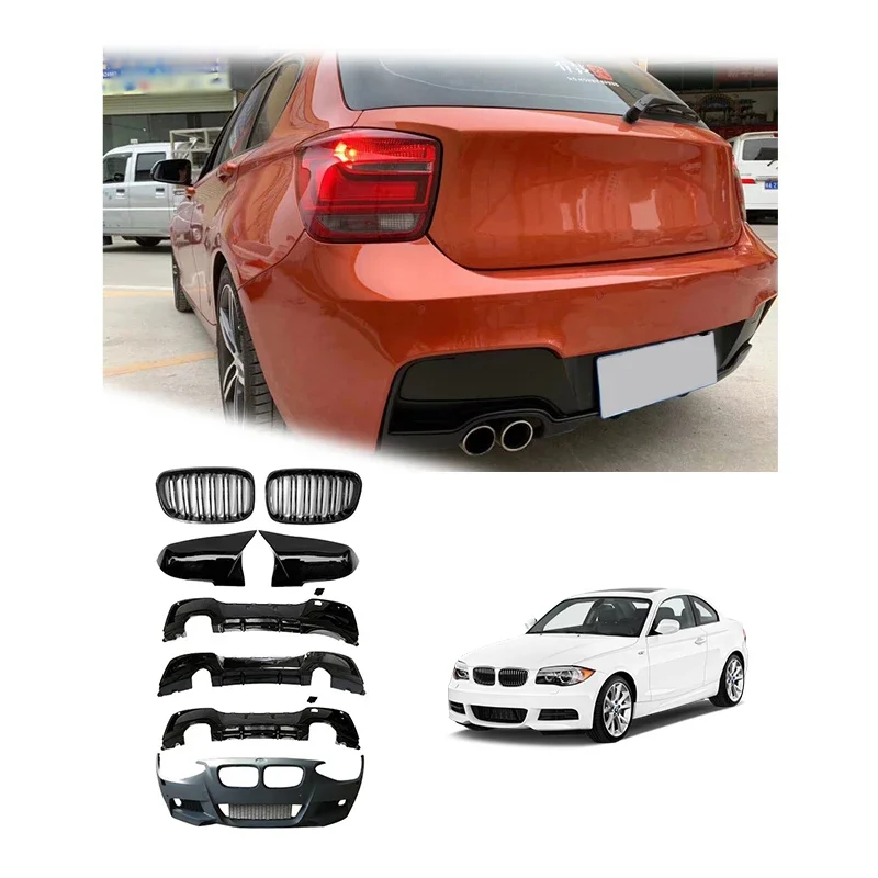 Full Bumper Body Kit Side Skirts Exhaust Pipe and Hood Fender Front Rear Bumper Wide Body Kit For  1 Series F40 To M2C