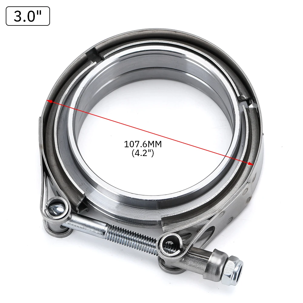 エキゾーストパイプクランプ,3インチ,2.5mm,63mm,76mm,オスおよびメスフランジ付き,vクランプ