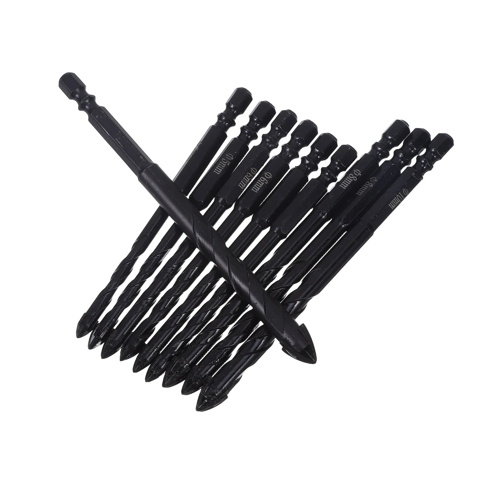 10Pcs Concrete Carbide Drill Bits Multi Purpose Masonry Drill Bit Set for Ceramic Tile Glass Marble Wood Renovation 5 6 8 10