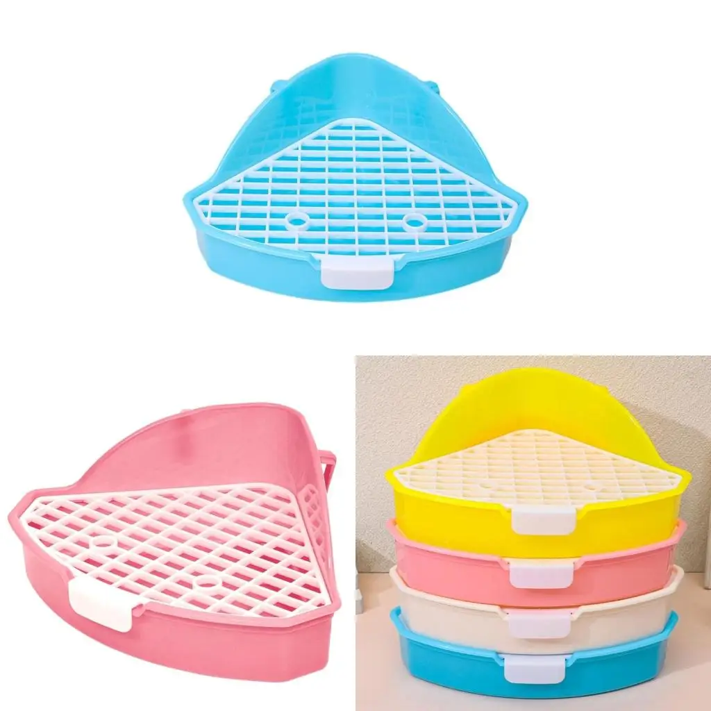 Pet Toilet Triangle Potty Trainer Hamster Cage Corner Toilet with Detachable Base Litter Box for Squirrels Chinchillas