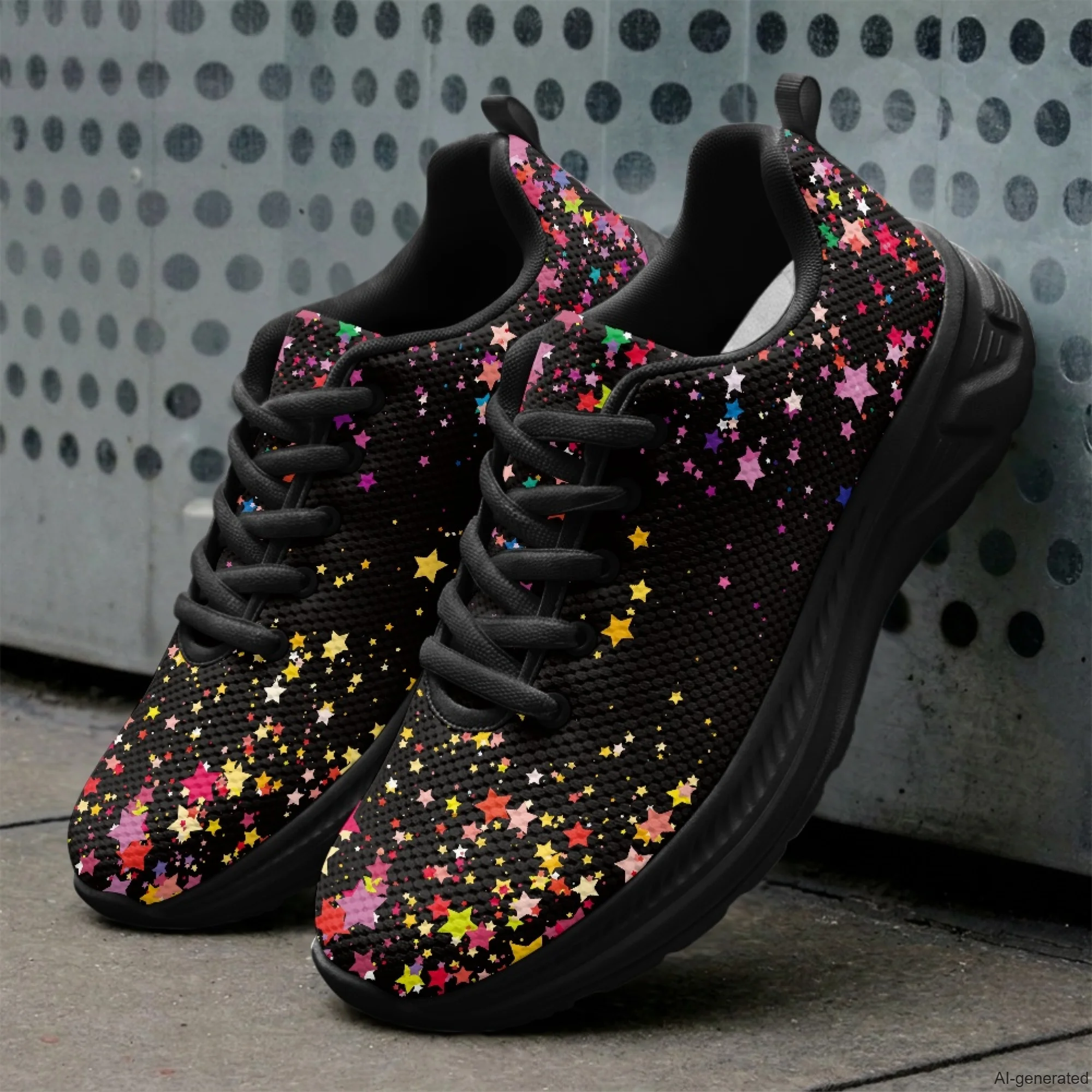 XIXIRIMIDO Running Shoes for Men Breathable Mesh Casual Walking Shoes for Women Splashed Ink Print Workout Gym Sneakers 35-48