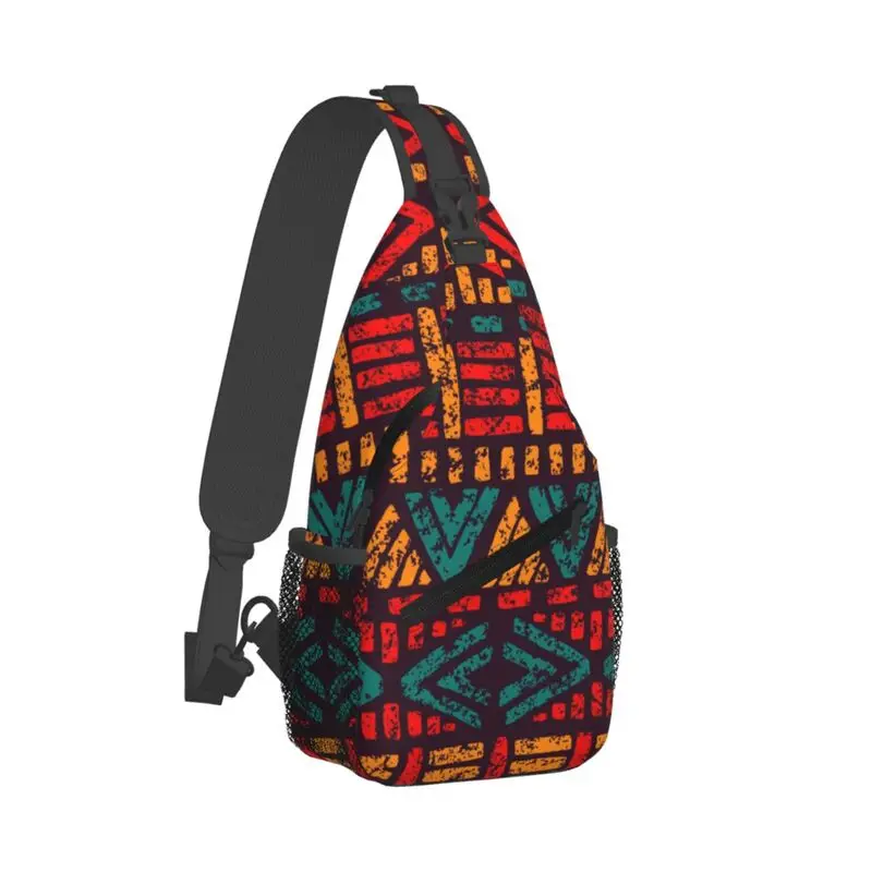 African Bogolan Sling Chest Bag Africa Ethnic Tribal Art Shoulder Crossbody Backpack for Men Women Daily Travel Hiking Daypack