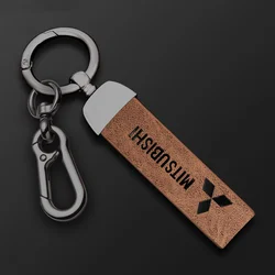 Suede Leather Car Logo Key Chain Braided Rope Keyrings Pendant Accessories For Mitsubishi Outlander Lancer EX ASX L200 Pajero