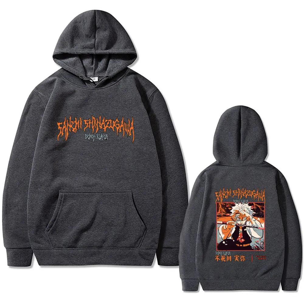 Anime Demon Slayer Shinazugawa Sanemi Graphic Hoodie Men Women High Quality Fleece Cotton Hoodies Male Vintage Hooded Sweatshirt