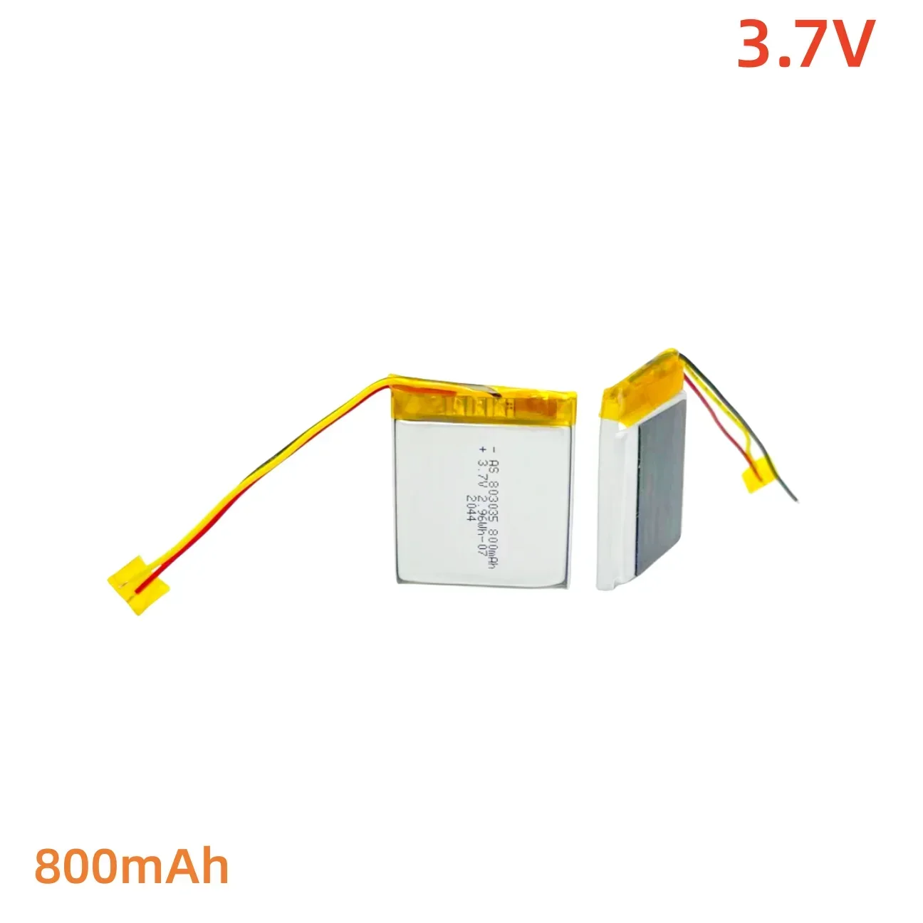 803035 3.7V 800mAh lithium polymer Lipo rechargeable battery, suitable for MP3, MP4, MP5, GPS camera, Bluetooth speaker, etc