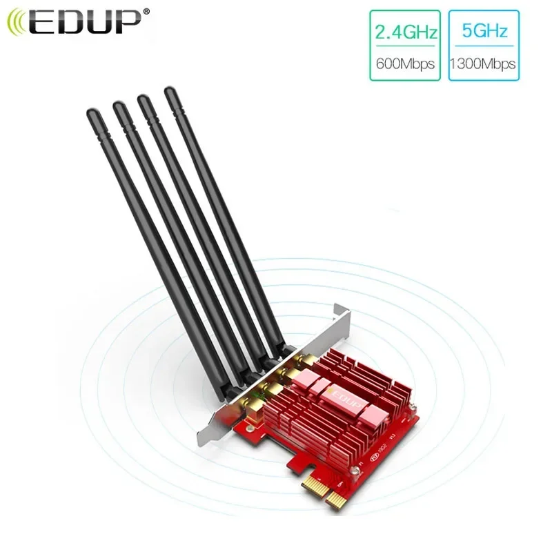 EDUP Networkcard  EP-AC9609 1900Mbps Wireless Adapter for Desktop 802.11AC Express PCI-E Dual Band Network card